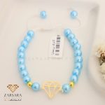 دستبند مرواریدی طلا طرح الماس