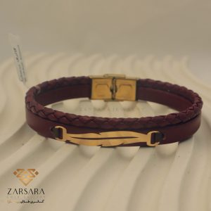دستبند چرم طرح پر