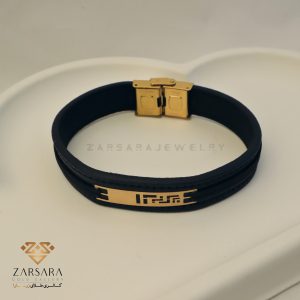 دستبند چرم لوحی طرح دار