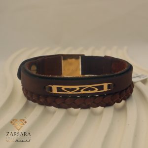 دستبند چرم دو قلب