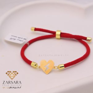 دستبند بافت و طلا قلب