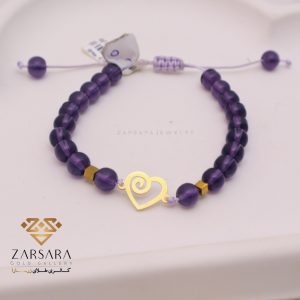 دستبند سنگی طلا طرح قلب