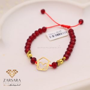 دستبند سنگ و طلا قلب