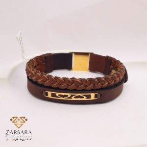 دستبند چرم دو قلب