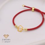 دستبند بافت و طلا قلب