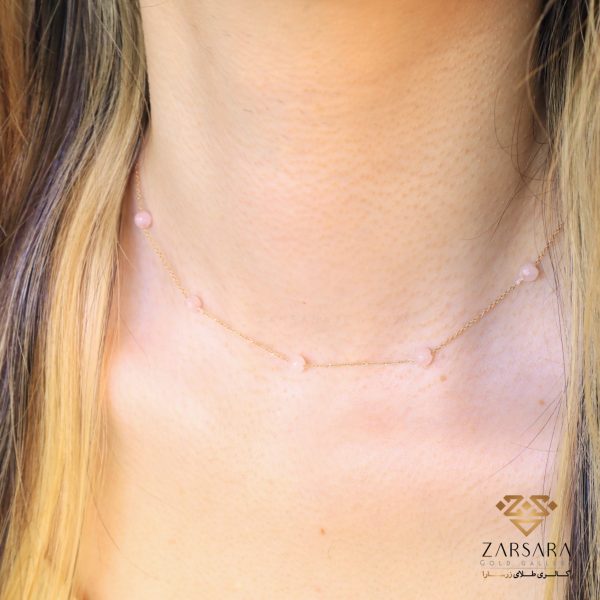 گردنبند سنگی صورتی کمرنگ - Image 2