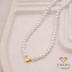 گردنبند مرواریدی با پلاک قلب