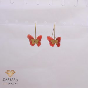 گوشواره آویز پروانه پارچه ای