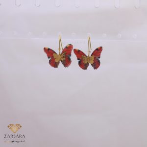 گوشواره آویز پروانه ‌پارچه ای