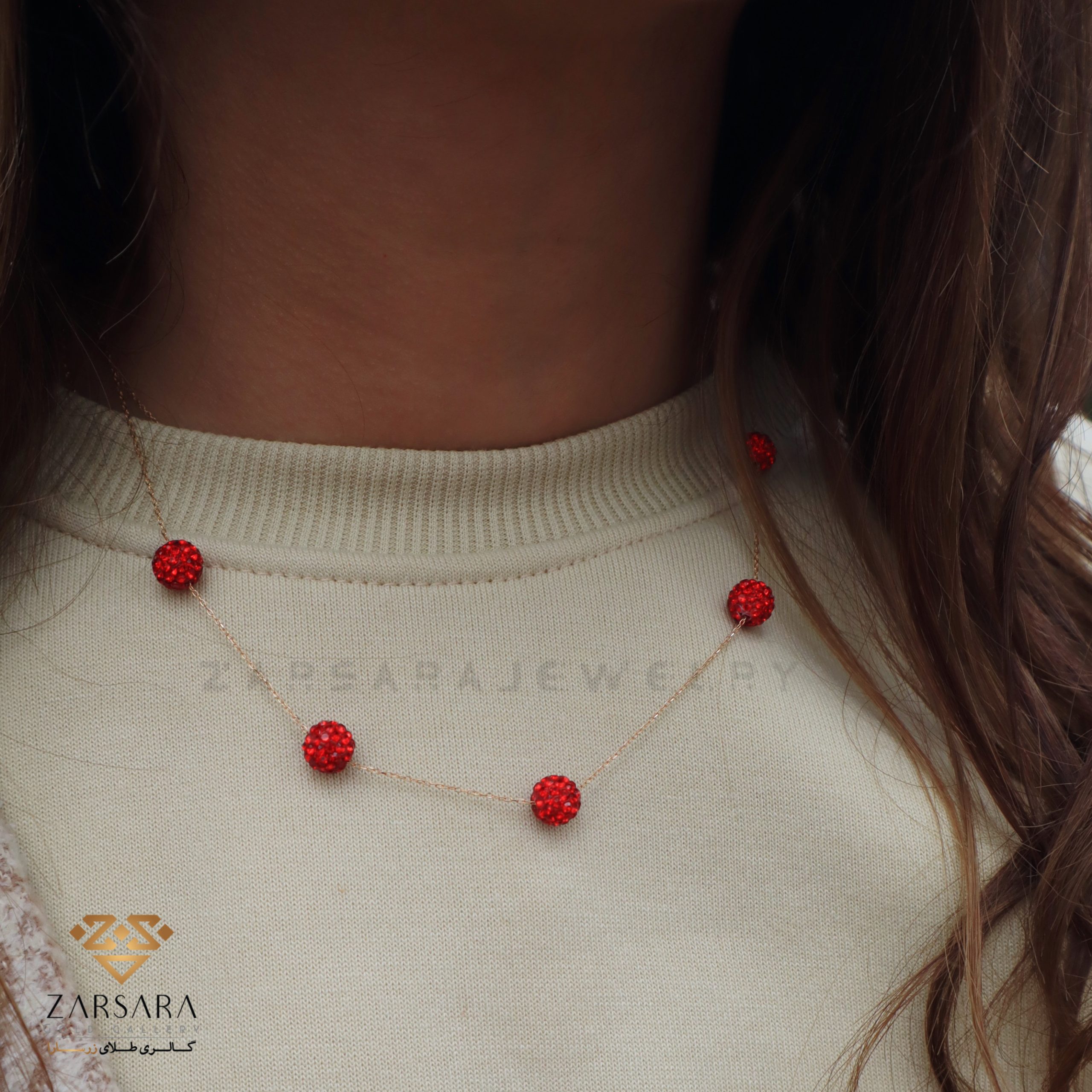 IMG_7446 گردنبند سواروسکی قرمز کد12708 - Image 1